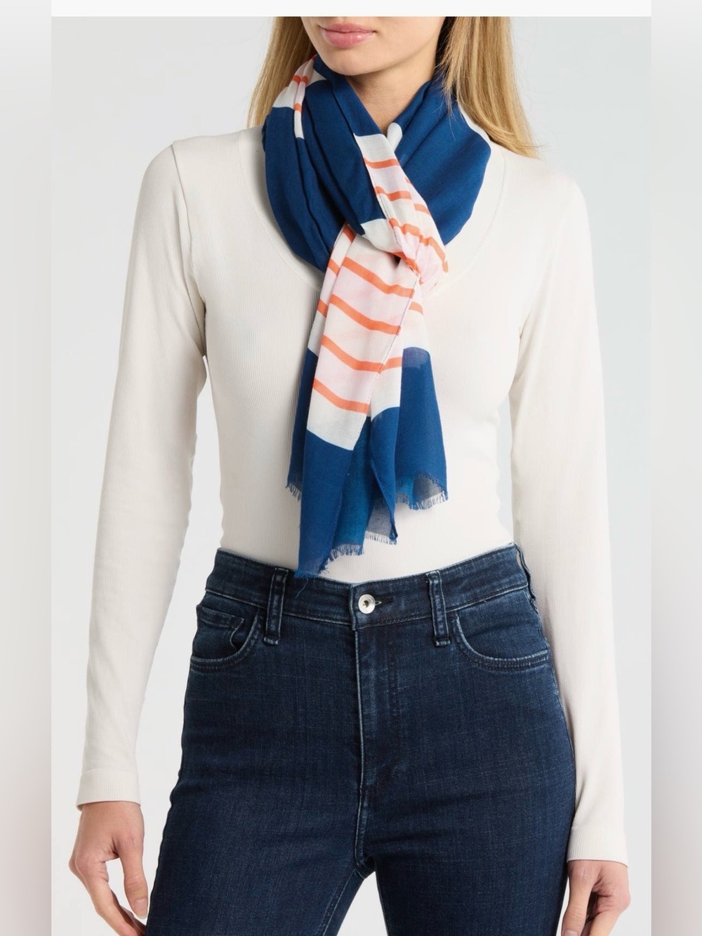Kate Spade Springtime Oblong Scarf in French Navy